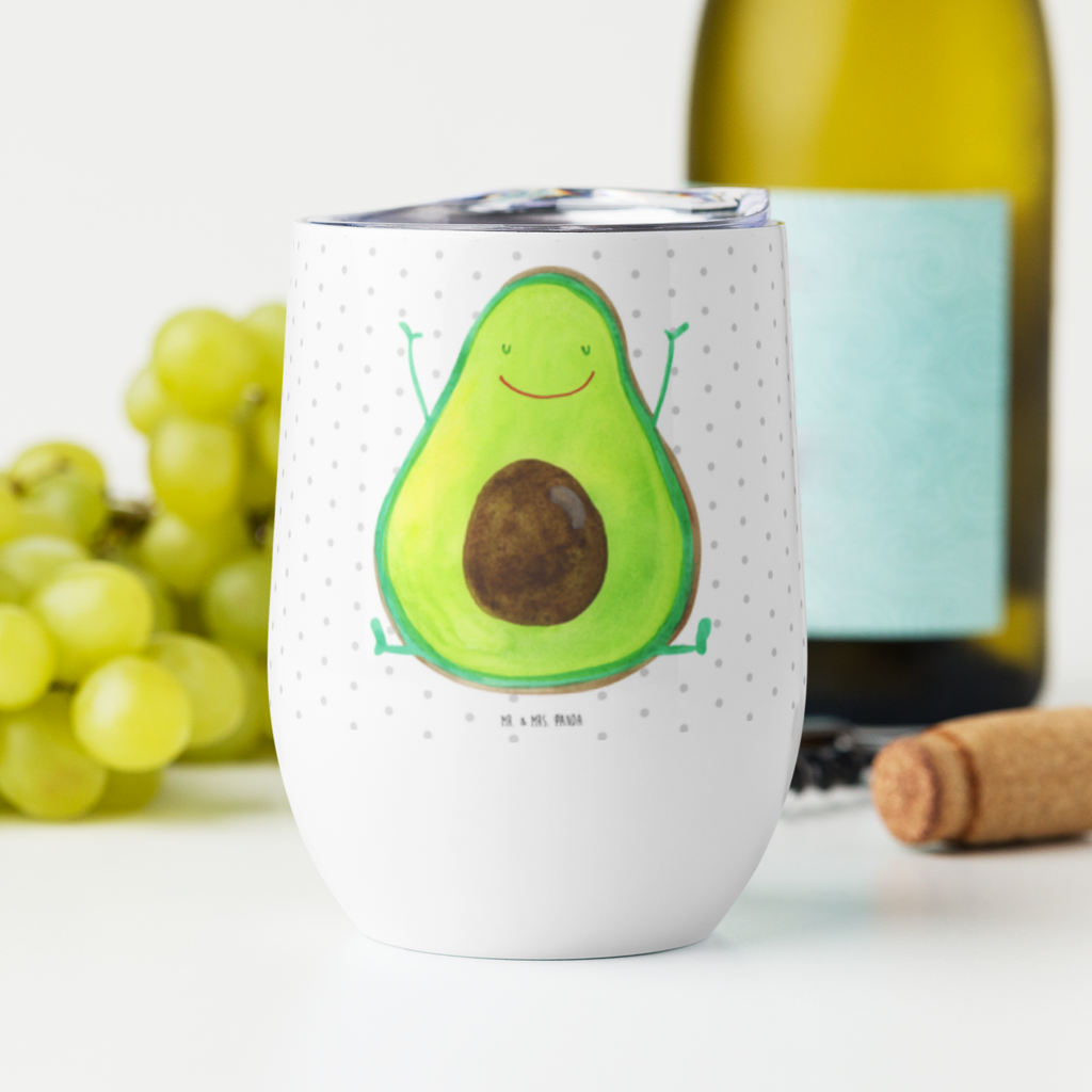 Weinbecher Avocado Happy Weinbecher, Glühwein Becher, Heißgetränke, Trinkbecher, Weinkelch, Weingläser, hochwertiger Weinbecher, Weinbecher Reisen, Weinbecher unterwegs, Thermobecher, Glühweinbecher, Avocado, Veggie, Vegan, Gesund, Chaos