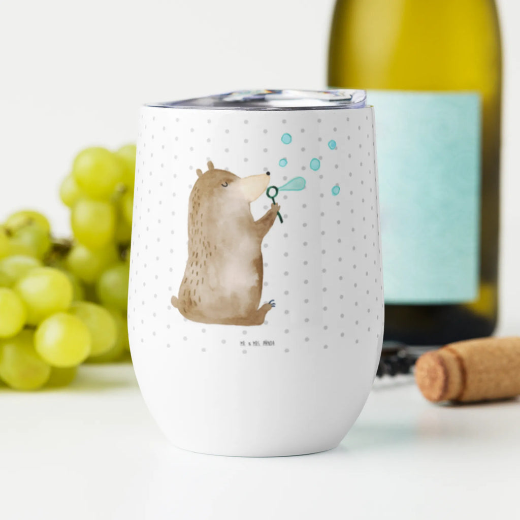 Weinbecher Bär Seifenblasen Weinbecher, Glühwein Becher, Heißgetränke, Trinkbecher, Weinkelch, Weingläser, hochwertiger Weinbecher, Weinbecher Reisen, Weinbecher unterwegs, Thermobecher, Glühweinbecher, Bär, Teddy, Teddybär, Seifenblasen Bär Lustig Sein Glücklich Traurig Happy