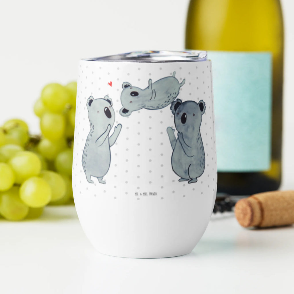 Weinbecher Koala Feiern Sich Weinbecher, Glühwein Becher, Heißgetränke, Trinkbecher, Weinkelch, Weingläser, hochwertiger Weinbecher, Weinbecher Reisen, Weinbecher unterwegs, Thermobecher, Glühweinbecher, Geburtstag, Geburtstagsgeschenk, Geschenk, Koala, Familie, Kind, Eltern, Herz, Liebe