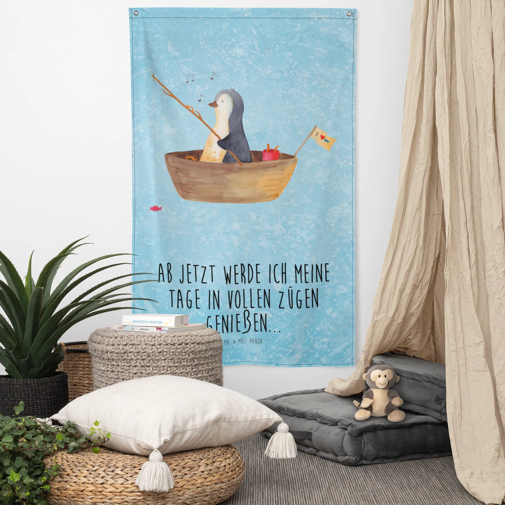 Wandteppich Pinguin Angelboot Wandbehang, Dekoration, Boho, Wandteppich, Wandtuch, Wanddeko, Tapisserie, Tapestry, Wandbild, Textil-Kunst, Schmuck-Wandbehang, Wand Deko, Kinderzimmer, Kinderzimmer Wand, Kinderzimmer Deko, Kinderzimmer Wanddeko, Pinguin, Pinguine, Angeln, Boot, Angelboot, Lebenslust, Leben, genießen, Motivation, Neustart, Neuanfang, Trennung, Scheidung, Geschenkidee Liebeskummer