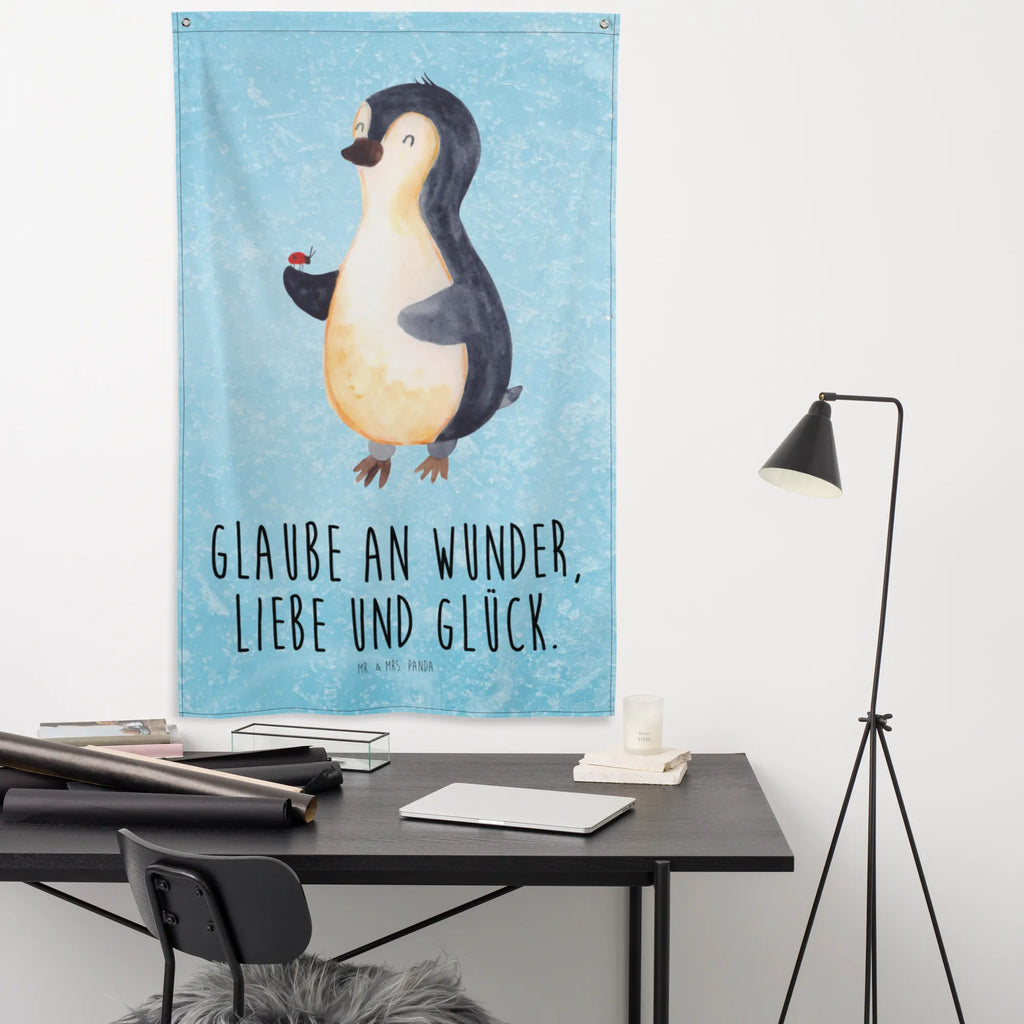 Wandteppich Pinguin Marienkäfer Wandbehang, Dekoration, Boho, Wandteppich, Wandtuch, Wanddeko, Tapisserie, Tapestry, Wandbild, Textil-Kunst, Schmuck-Wandbehang, Wand Deko, Kinderzimmer, Kinderzimmer Wand, Kinderzimmer Deko, Kinderzimmer Wanddeko, Pinguin, Pinguine, Marienkäfer, Liebe, Wunder, Glück, Freude, Lebensfreude