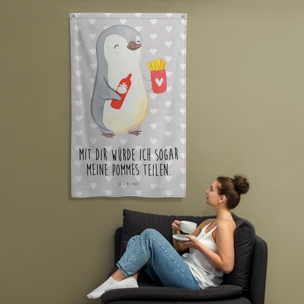 Wandteppich Pinguin Pommes Wandbehang, Dekoration, Boho, Wandteppich, Wandtuch, Wanddeko, Tapisserie, Tapestry, Wandbild, Textil-Kunst, Schmuck-Wandbehang, Wand Deko, Kinderzimmer, Kinderzimmer Wand, Kinderzimmer Deko, Kinderzimmer Wanddeko, Liebe, Partner, Freund, Freundin, Ehemann, Ehefrau, Heiraten, Verlobung, Heiratsantrag, Liebesgeschenk, Jahrestag, Hocheitstag, Valentinstag, Geschenk für Frauen, Hochzeitstag, Mitbringsel, Geschenk für Freundin, Geschenk für Partner, Liebesbeweis, für Männer, für Ehemann