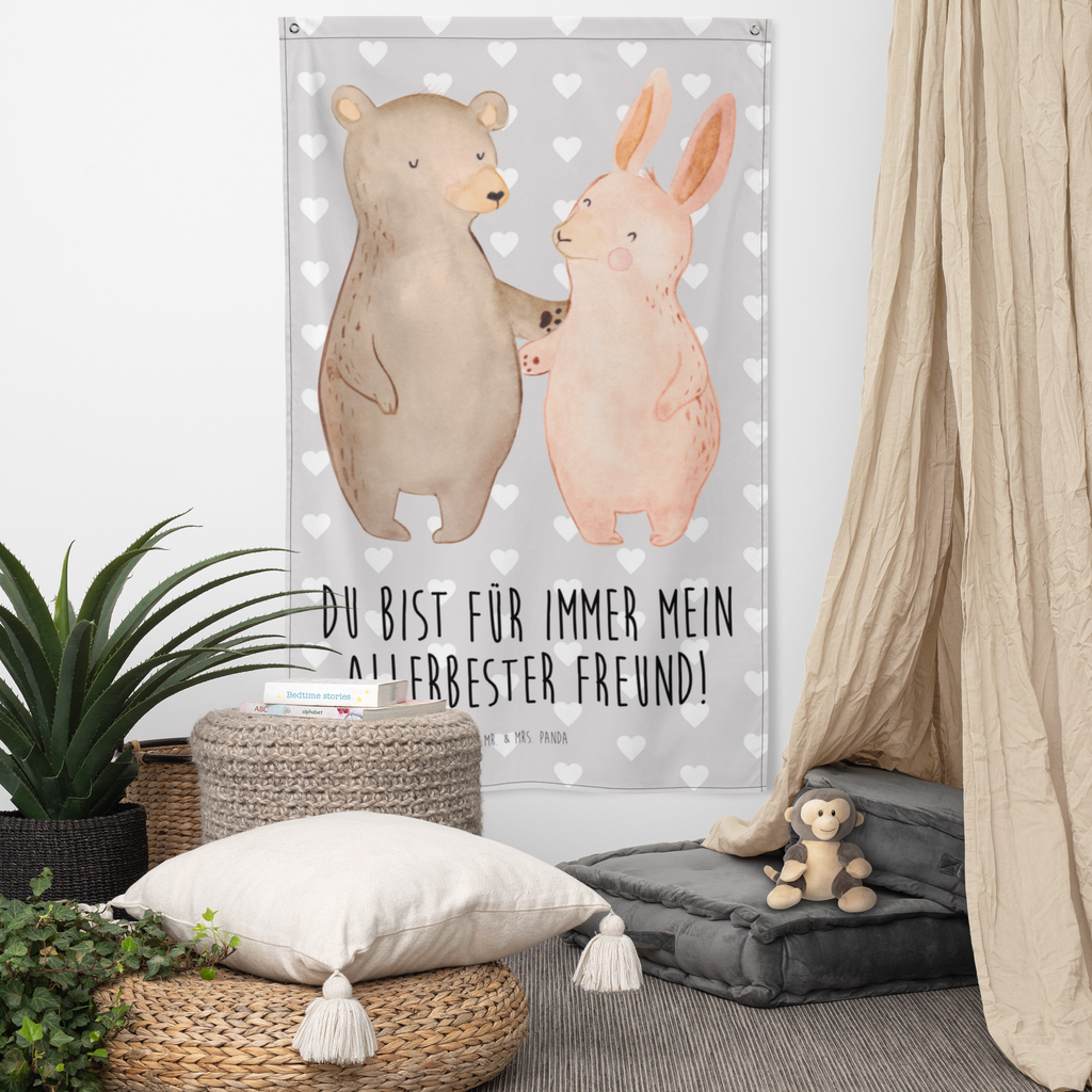 Wandteppich Bär Hase Umarmen Wandbehang, Dekoration, Boho, Wandteppich, Wandtuch, Wanddeko, Tapisserie, Tapestry, Wandbild, Textil-Kunst, Schmuck-Wandbehang, Wand Deko, Kinderzimmer, Kinderzimmer Wand, Kinderzimmer Deko, Kinderzimmer Wanddeko, Liebe, Partner, Freund, Freundin, Ehemann, Ehefrau, Heiraten, Verlobung, Heiratsantrag, Liebesgeschenk, Jahrestag, Hocheitstag, Freunde, bester Freund, Hase, Bär, Bärchen, best friends