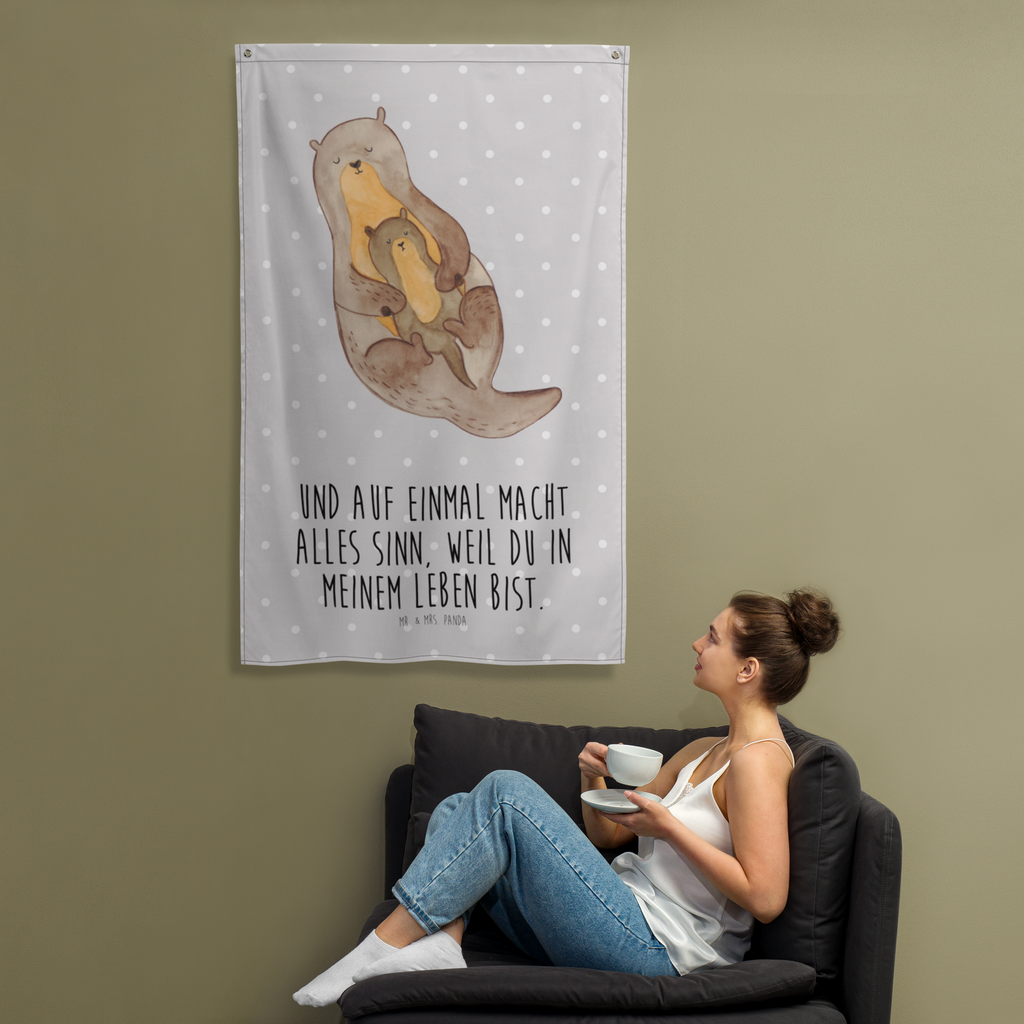 Wandteppich Otter mit Kind Wandbehang, Dekoration, Boho, Wandteppich, Wandtuch, Wanddeko, Tapisserie, Tapestry, Wandbild, Textil-Kunst, Schmuck-Wandbehang, Wand Deko, Kinderzimmer, Kinderzimmer Wand, Kinderzimmer Deko, Kinderzimmer Wanddeko, Otter, Fischotter, Seeotter, Otter Seeotter See Otter