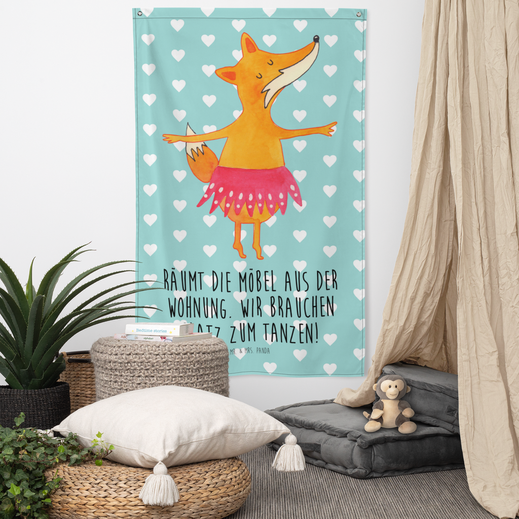 Wandteppich Fuchs Ballerina Wandbehang, Dekoration, Boho, Wandteppich, Wandtuch, Wanddeko, Tapisserie, Tapestry, Wandbild, Textil-Kunst, Schmuck-Wandbehang, Wand Deko, Kinderzimmer, Kinderzimmer Wand, Kinderzimmer Deko, Kinderzimmer Wanddeko, Fuchs, Fuchs Spruch, Füchse, Füchsin, Ballerina, Ballett, Tänzerin, Tanzen, Party, Einladung, Geburtstag