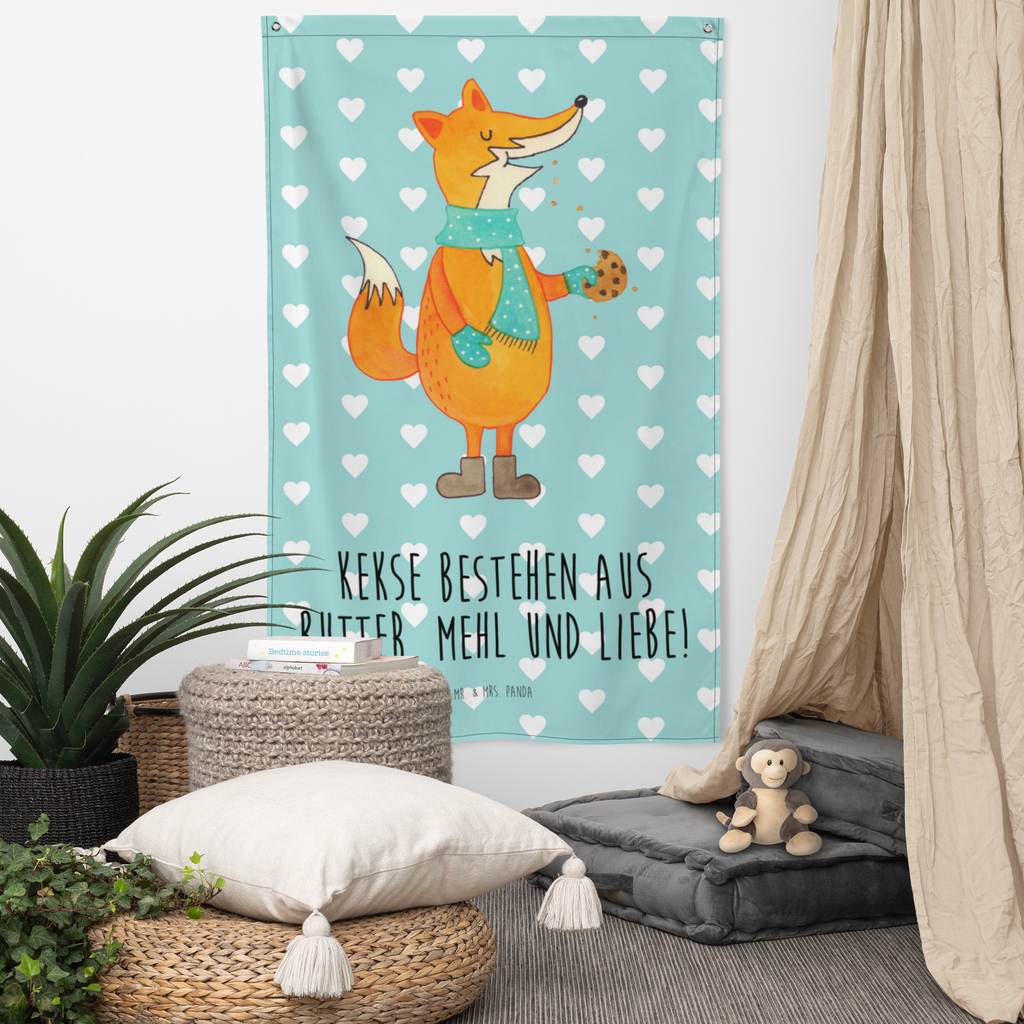 Wandteppich Fuchs Keks Wandbehang, Dekoration, Boho, Wandteppich, Wandtuch, Wanddeko, Tapisserie, Tapestry, Wandbild, Textil-Kunst, Schmuck-Wandbehang, Wand Deko, Kinderzimmer, Kinderzimmer Wand, Kinderzimmer Deko, Kinderzimmer Wanddeko, Fuchs, Füchse, Backen Spruch, Kekse, Winter, Weihnachtszeit, Plätzchen, Liebe, Küche Deko