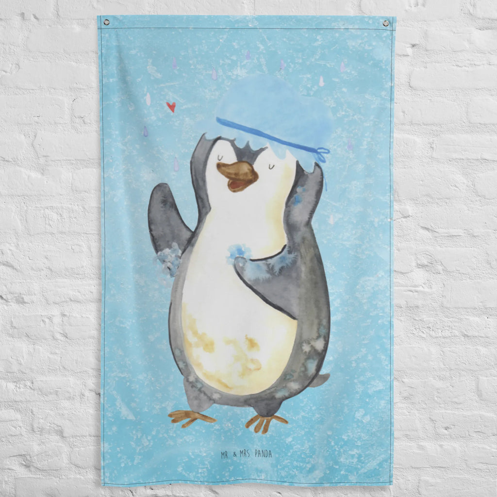 Wandteppich Pinguin duscht Wandbehang, Dekoration, Boho, Wandteppich, Wandtuch, Wanddeko, Tapisserie, Tapestry, Wandbild, Textil-Kunst, Schmuck-Wandbehang, Wand Deko, Kinderzimmer, Kinderzimmer Wand, Kinderzimmer Deko, Kinderzimmer Wanddeko, Pinguin, Pinguine, Dusche, duschen, Lebensmotto, Motivation, Neustart, Neuanfang, glücklich sein