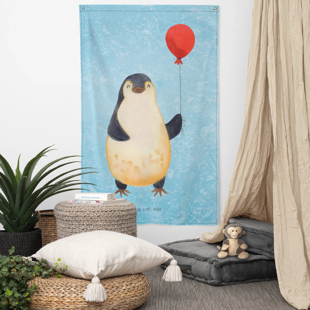 Wandteppich Pinguin Luftballon Wandbehang, Dekoration, Boho, Wandteppich, Wandtuch, Wanddeko, Tapisserie, Tapestry, Wandbild, Textil-Kunst, Schmuck-Wandbehang, Wand Deko, Kinderzimmer, Kinderzimmer Wand, Kinderzimmer Deko, Kinderzimmer Wanddeko, Pinguin, Pinguine, Luftballon, Tagträume, Lebenslust, Geschenk Freundin, Geschenkidee, beste Freundin, Motivation, Neustart, neues Leben, Liebe, Glück