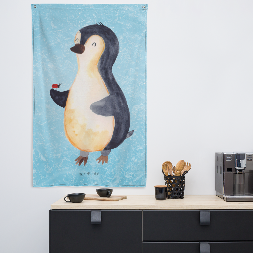 Wandteppich Pinguin Marienkäfer Wandbehang, Dekoration, Boho, Wandteppich, Wandtuch, Wanddeko, Tapisserie, Tapestry, Wandbild, Textil-Kunst, Schmuck-Wandbehang, Wand Deko, Kinderzimmer, Kinderzimmer Wand, Kinderzimmer Deko, Kinderzimmer Wanddeko, Pinguin, Pinguine, Marienkäfer, Liebe, Wunder, Glück, Freude, Lebensfreude