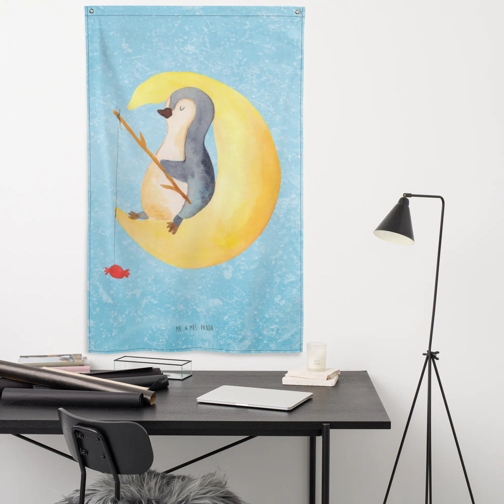 Wandteppich Pinguin Mond Wandbehang, Dekoration, Boho, Wandteppich, Wandtuch, Wanddeko, Tapisserie, Tapestry, Wandbild, Textil-Kunst, Schmuck-Wandbehang, Wand Deko, Kinderzimmer, Kinderzimmer Wand, Kinderzimmer Deko, Kinderzimmer Wanddeko, Pinguin, Pinguine, Spruch, schlafen, Nachtruhe, Einschlafen, Schlafzimmer, Schlafstörungen, Gästezimmer