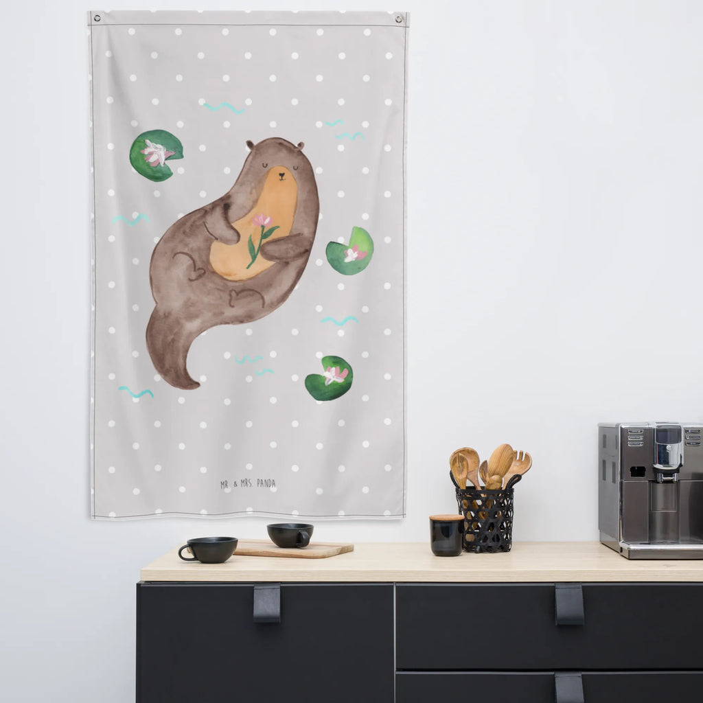 Wandteppich Otter mit Seerose Wandbehang, Dekoration, Boho, Wandteppich, Wandtuch, Wanddeko, Tapisserie, Tapestry, Wandbild, Textil-Kunst, Schmuck-Wandbehang, Wand Deko, Kinderzimmer, Kinderzimmer Wand, Kinderzimmer Deko, Kinderzimmer Wanddeko, Otter, Fischotter, Seeotter, Otter Seeotter See Otter