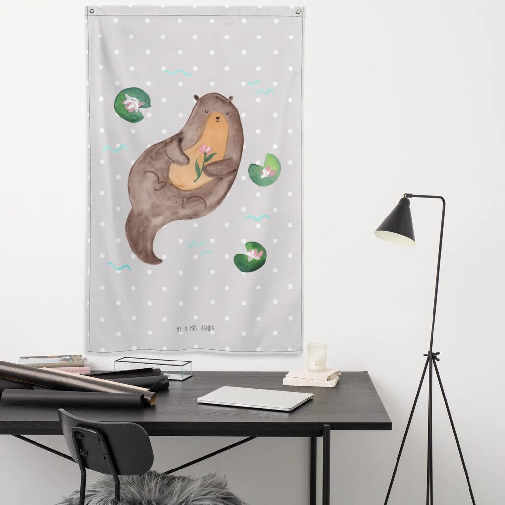 Wandteppich Otter mit Seerose Wandbehang, Dekoration, Boho, Wandteppich, Wandtuch, Wanddeko, Tapisserie, Tapestry, Wandbild, Textil-Kunst, Schmuck-Wandbehang, Wand Deko, Kinderzimmer, Kinderzimmer Wand, Kinderzimmer Deko, Kinderzimmer Wanddeko, Otter, Fischotter, Seeotter, Otter Seeotter See Otter