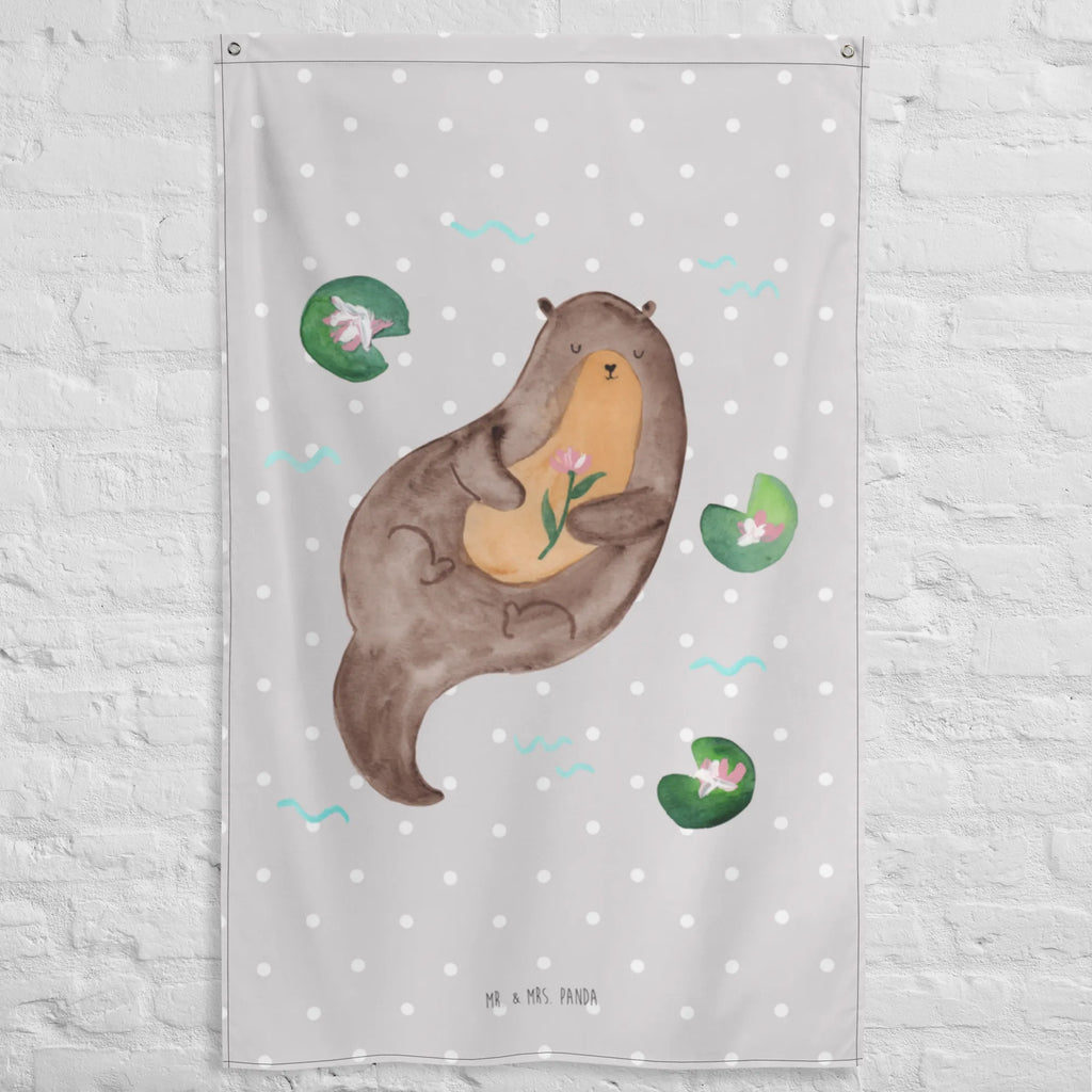 Wandteppich Otter mit Seerose Wandbehang, Dekoration, Boho, Wandteppich, Wandtuch, Wanddeko, Tapisserie, Tapestry, Wandbild, Textil-Kunst, Schmuck-Wandbehang, Wand Deko, Kinderzimmer, Kinderzimmer Wand, Kinderzimmer Deko, Kinderzimmer Wanddeko, Otter, Fischotter, Seeotter, Otter Seeotter See Otter