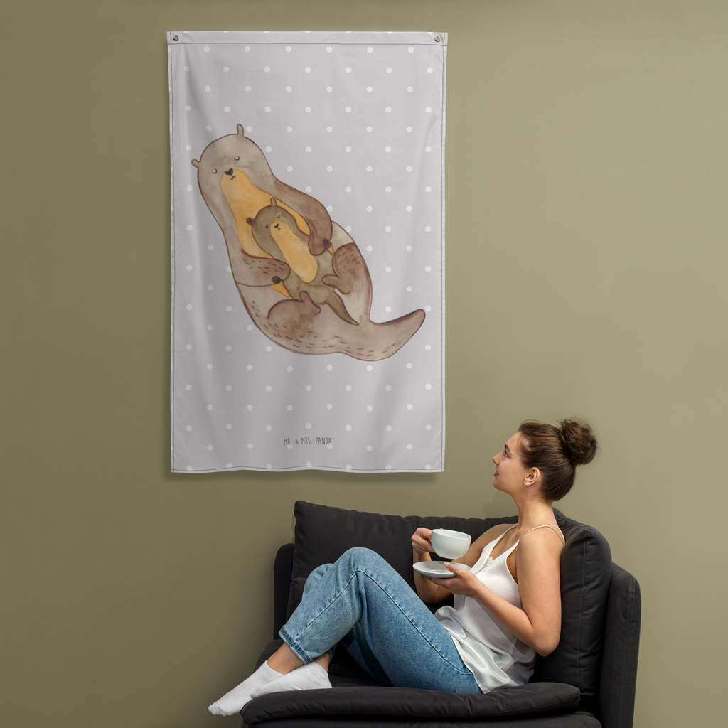 Wandteppich Otter mit Kind Wandbehang, Dekoration, Boho, Wandteppich, Wandtuch, Wanddeko, Tapisserie, Tapestry, Wandbild, Textil-Kunst, Schmuck-Wandbehang, Wand Deko, Kinderzimmer, Kinderzimmer Wand, Kinderzimmer Deko, Kinderzimmer Wanddeko, Otter, Fischotter, Seeotter, Otter Seeotter See Otter