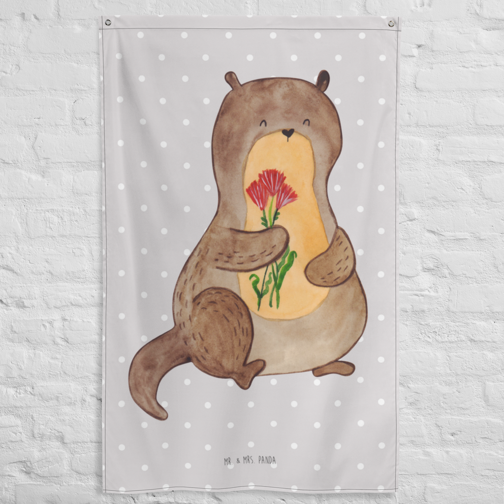 Wandteppich Otter Blumenstrauß Wandbehang, Dekoration, Boho, Wandteppich, Wandtuch, Wanddeko, Tapisserie, Tapestry, Wandbild, Textil-Kunst, Schmuck-Wandbehang, Wand Deko, Kinderzimmer, Kinderzimmer Wand, Kinderzimmer Deko, Kinderzimmer Wanddeko, Otter, Fischotter, Seeotter, Otter Seeotter See Otter