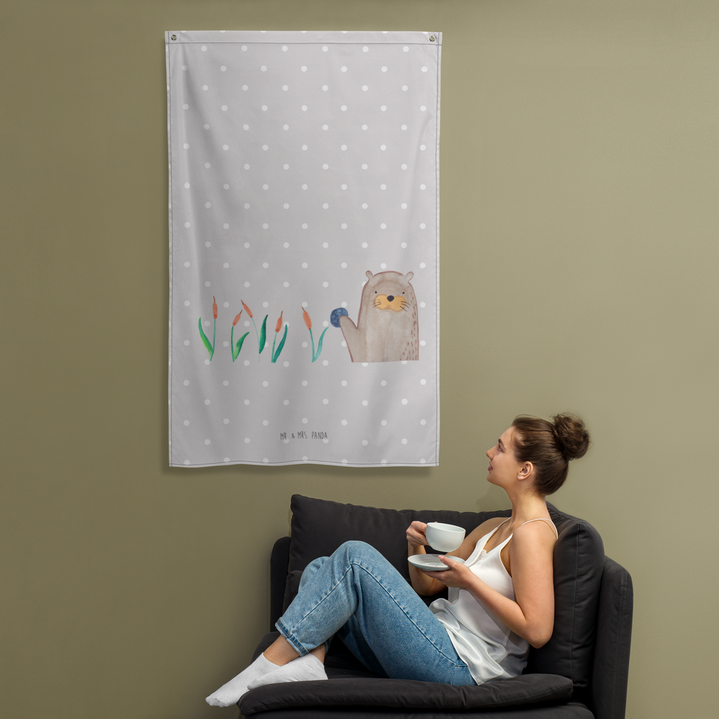 Wandteppich Otter mit Stein Wandbehang, Dekoration, Boho, Wandteppich, Wandtuch, Wanddeko, Tapisserie, Tapestry, Wandbild, Textil-Kunst, Schmuck-Wandbehang, Wand Deko, Kinderzimmer, Kinderzimmer Wand, Kinderzimmer Deko, Kinderzimmer Wanddeko, Otter, Fischotter, Seeotter, Otter Seeotter See Otter