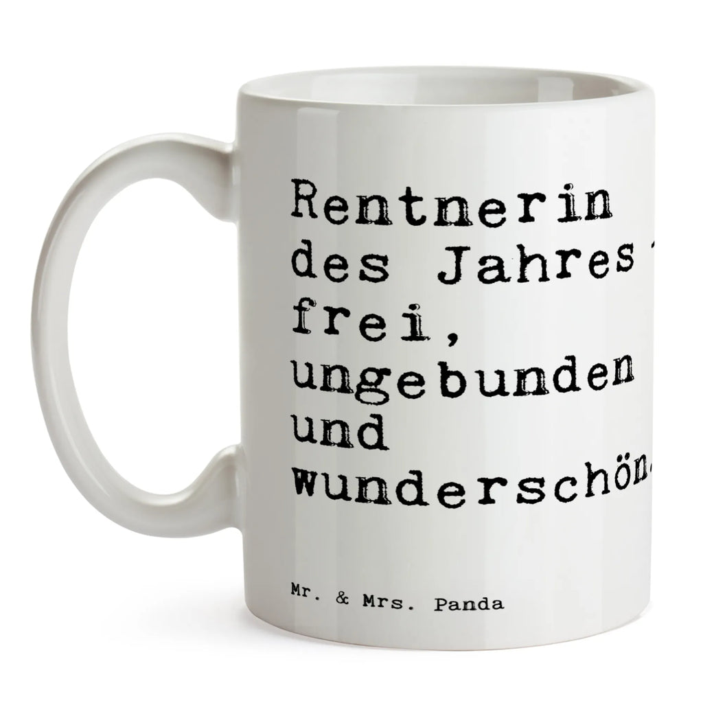 Tasse Sprüche und Zitate Rentnerin des Jahres - frei, ungebunden und wunderschön. Tasse, Kaffeetasse, Teetasse, Becher, Kaffeebecher, Teebecher, Keramiktasse, Porzellantasse, Büro Tasse, Geschenk Tasse, Tasse Sprüche, Tasse Motive, Kaffeetassen, Tasse bedrucken, Designer Tasse, Cappuccino Tassen, Schöne Teetassen, Spruch, Sprüche, lustige Sprüche, Weisheiten, Zitate, Spruch Geschenke, Spruch Sprüche Weisheiten Zitate Lustig Weisheit Worte