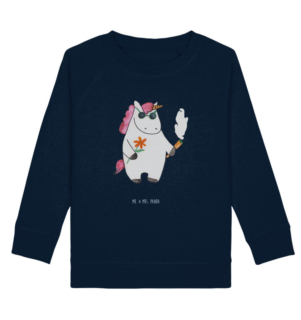 Organic Kinder Pullover Einhorn Woodstock Kinder Pullover, Kinder Sweatshirt, Jungen, Mädchen, Einhorn, Einhörner, Einhorn Deko, Pegasus, Unicorn, Kiffen, Joint, Zigarette, Alkohol, Party, Spaß. lustig, witzig, Woodstock