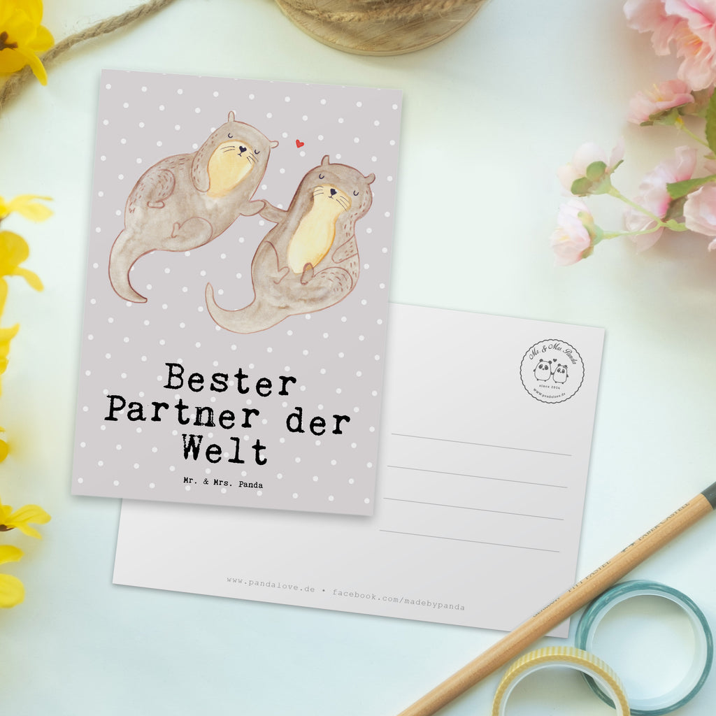 Postkarte Otter Bester Partner der Welt Postkarte, Karte, Geschenkkarte, Grußkarte, Einladung, Ansichtskarte, Geburtstagskarte, Einladungskarte, Dankeskarte, Ansichtskarten, Einladung Geburtstag, Einladungskarten Geburtstag, für, Dankeschön, Geschenk, Schenken, Geburtstag, Geburtstagsgeschenk, Geschenkidee, Danke, Bedanken, Mitbringsel, Freude machen, Geschenktipp, Partner, Ehepartner, Mann, Frau, Ehefrau, Ehemann. Freundin, Freund, Lebensgefährte, Paar, Liebe