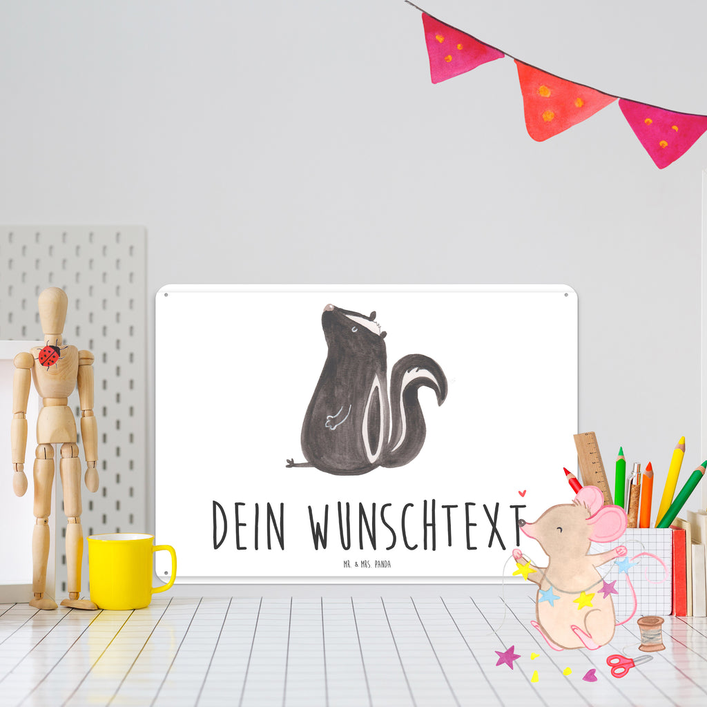 Personalisiertes Blechschild Stinktier Sitzen Blechschild, Metallschild, Geschenk Schild, Schild, Magnet-Metall-Schild, Deko Schild, Wandschild, Wand-Dekoration, Türschild, Stinktier, Skunk, Wildtier, Raubtier, Stinker, Stinki, Spruch, Büro, Recht, Besserwisser