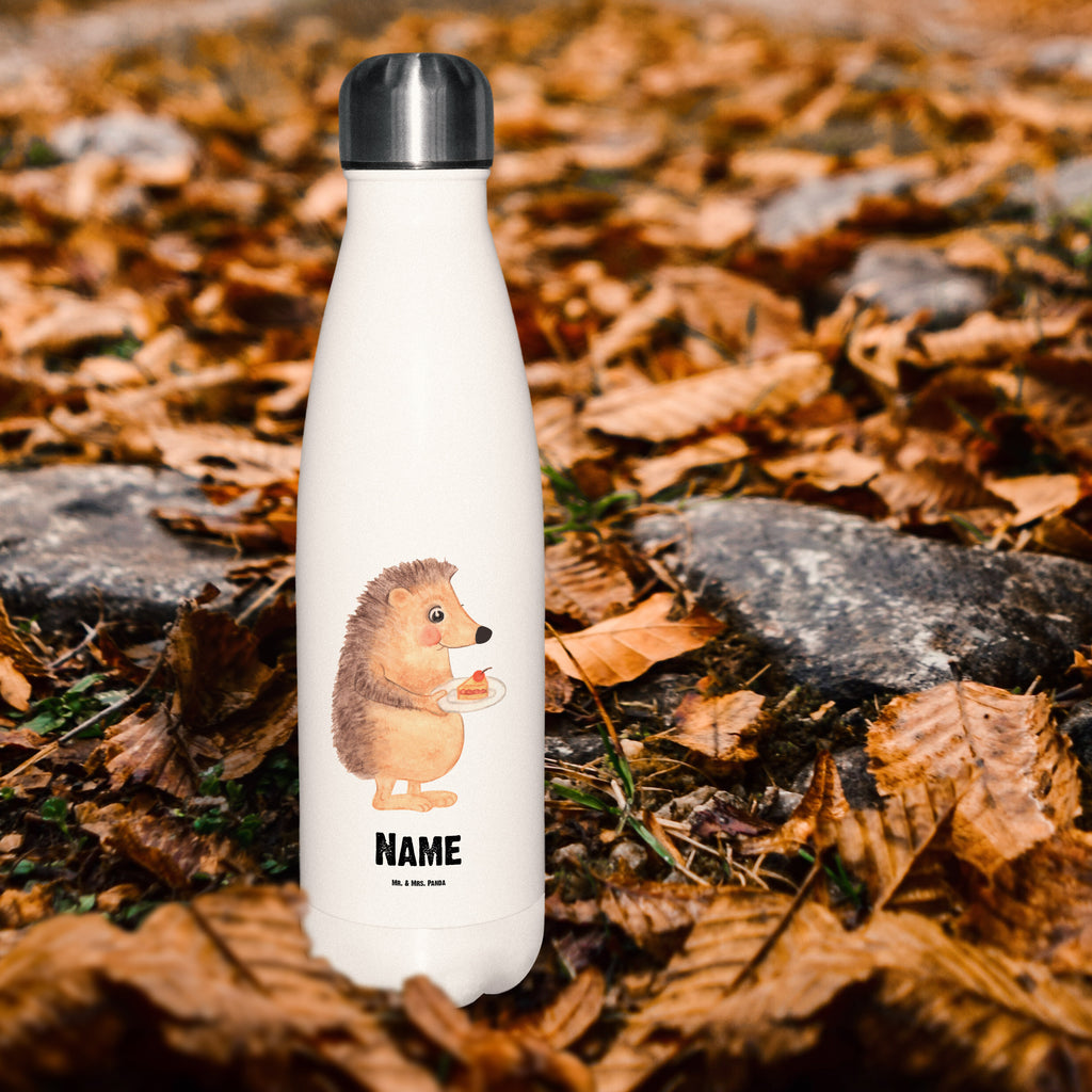 Personalisierte Thermosflasche Igel mit Kuchenstück Personalisierte Isolierflasche, Personalisierte Thermoflasche, Personalisierte Trinkflasche, Trinkflasche Mit Namen, Wunschname, Bedrucken, Namensflasche, Tiermotive, Gute Laune, lustige Sprüche, Tiere, Igel, Essen Spruch, Kuchen, Backen Geschenk, Kuchen backen, Einladung Party, Geburtstagskuchen, Torte