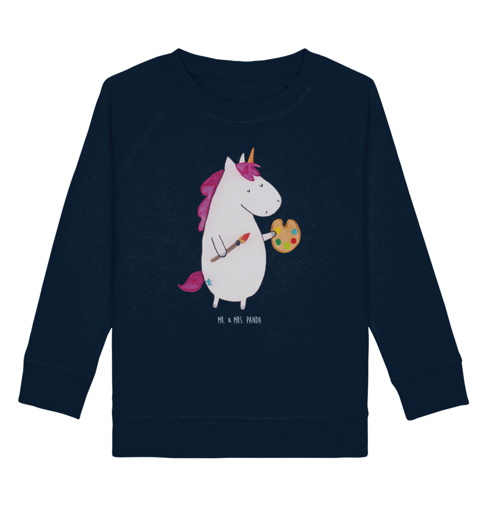 Organic Kinder Pullover Einhorn Künstler Kinder Pullover, Kinder Sweatshirt, Jungen, Mädchen, Einhorn, Einhörner, Einhorn Deko, Pegasus, Unicorn, Englisch, Künstler, Artist, Malen, Zeichnen, Welt, Farbe, Stift, Pinsel, Geschenk, Maler