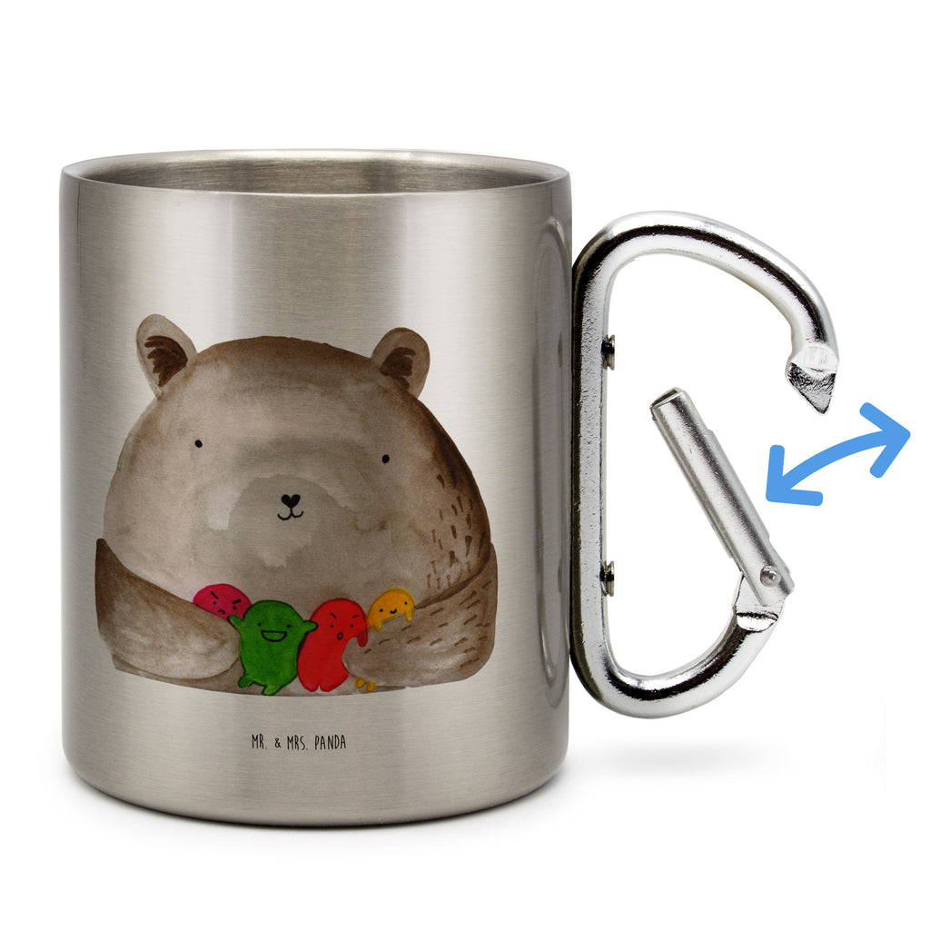 Edelstahlbecher Bär Gefühl Edelstahltasse, Karabiner, Edelstahlbecher, Outdoor, Camping, Tasse, Becher, Bär, Teddy, Teddybär, Wahnsinn, Verrückt, Durchgedreht