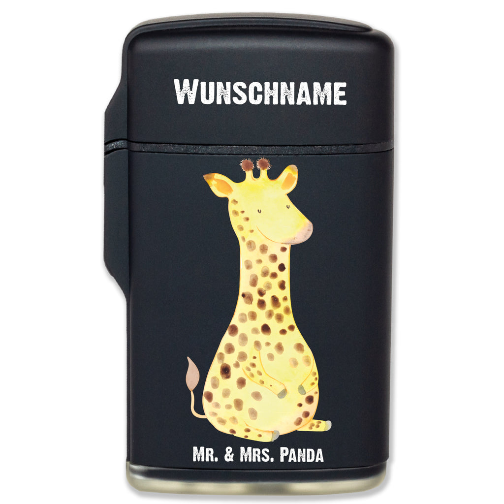 Personalisiertes Feuerzeug Giraffe Zufrieden Personalisiertes Feuerzeug, Personalisiertes Gas-Feuerzeug, Personalisiertes Sturmfeuerzeug, Afrika, Wildtiere, Giraffe, Zufrieden, Glück, Abenteuer