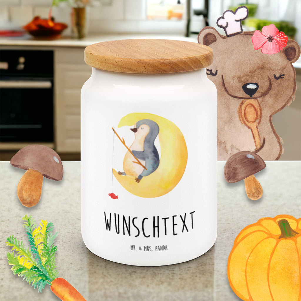 Personalisierte Vorratsdose Pinguin Mond Personalisierte Vorratsdose, Personalisierte Keksdose, Personalisierte Keramikdose, Personalisierte Leckerlidose, Personalisierte Dose, Personalisierter Vorratsbehälter, Personalisierte Aufbewahrungsdose, Pinguin, Pinguine, Spruch, schlafen, Nachtruhe, Einschlafen, Schlafzimmer, Schlafstörungen, Gästezimmer