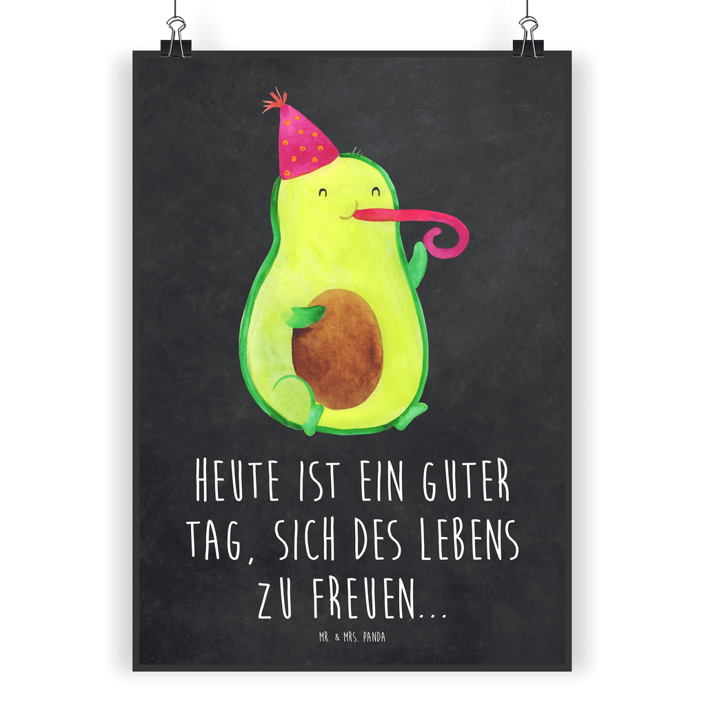 Poster Avocado Partyhupe Poster, Wandposter, Bild, Wanddeko, Küchenposter, Kinderposter, Wanddeko Bild, Raumdekoration, Wanddekoration, Handgemaltes Poster, Mr. & Mrs. Panda Poster, Designposter, Kunstdruck, Posterdruck, Avocado, Veggie, Vegan, Gesund, Party, Feierlichkeit, Feier, Fete, Geburtstag, Gute Laune, Tröte