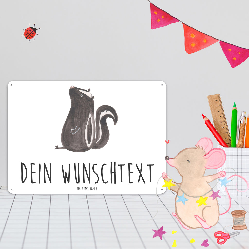 Personalisiertes Blechschild Stinktier Sitzen Blechschild, Metallschild, Geschenk Schild, Schild, Magnet-Metall-Schild, Deko Schild, Wandschild, Wand-Dekoration, Türschild, Stinktier, Skunk, Wildtier, Raubtier, Stinker, Stinki, Spruch, Büro, Recht, Besserwisser