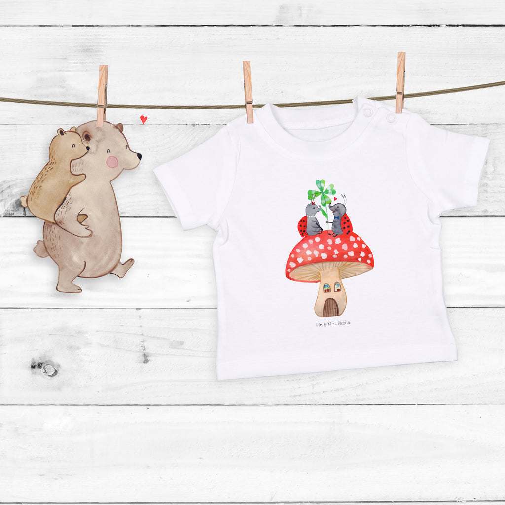 Organic Baby Shirt Marienkäfer Fliegenpilz Baby T-Shirt, Jungen Baby T-Shirt, Mädchen Baby T-Shirt, Shirt, Tiermotive, Gute Laune, lustige Sprüche, Tiere, Haus, Wohnung, zuhause, Fliegenpilz, Marienkäfer, Fleigenpilzhaus