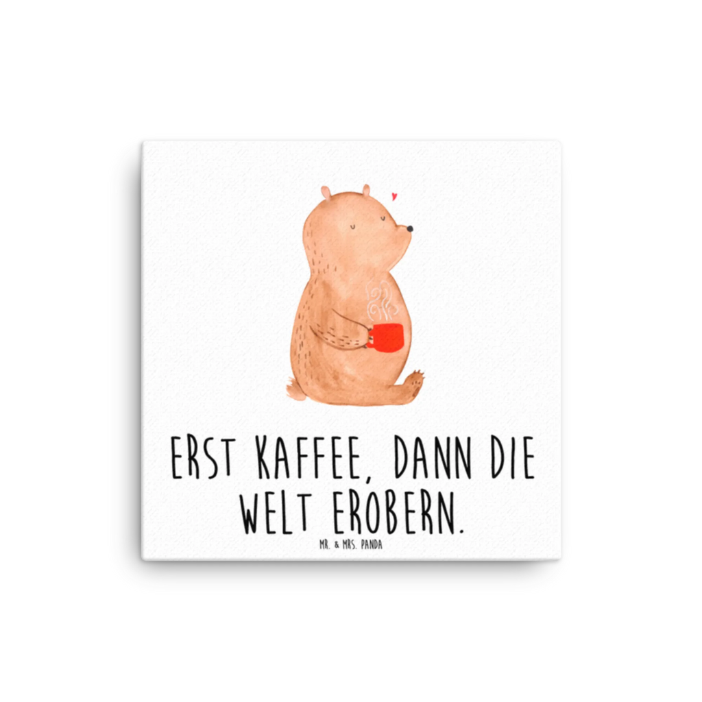 Leinwand Bild Bär Kaffee Leinwand, Bild, Kunstdruck, Wanddeko, Dekoration, Bär, Teddy, Teddybär, Kaffee, Coffee, Bären, guten Morgen, Morgenroutine, Welt erobern, Welt retten, Motivation