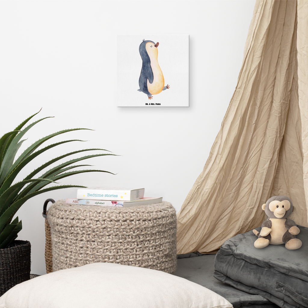 Leinwand Bild Pinguin marschierend Leinwand, Bild, Kunstdruck, Wanddeko, Dekoration, Pinguin, Pinguine, Frühaufsteher, Langschläfer, Bruder, Schwester, Familie