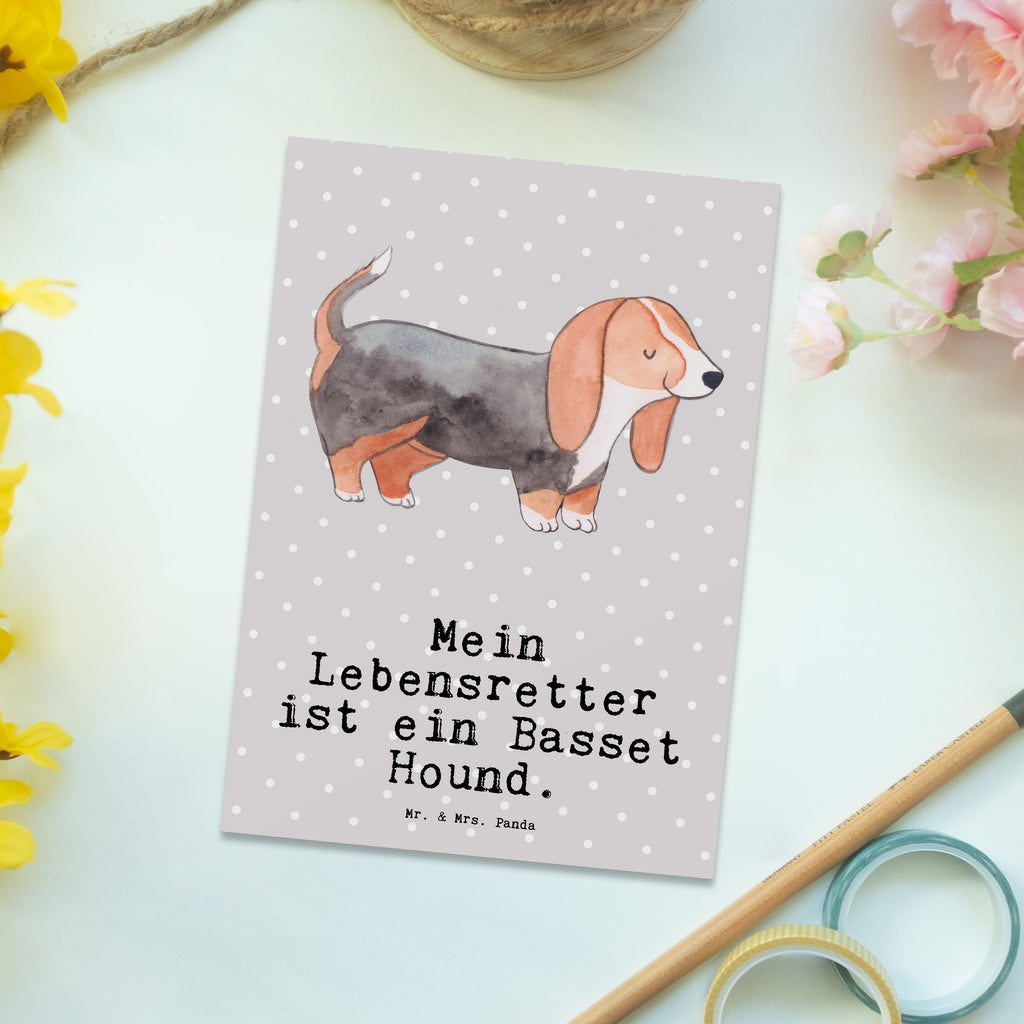 Postkarte Basset Hound Lebensretter Postkarte, Karte, Geschenkkarte, Grußkarte, Einladung, Ansichtskarte, Geburtstagskarte, Einladungskarte, Dankeskarte, Ansichtskarten, Einladung Geburtstag, Einladungskarten Geburtstag, Hund, Hunderasse, Rassehund, Hundebesitzer, Geschenk, Tierfreund, Schenken, Welpe, Basset Hound, Basset