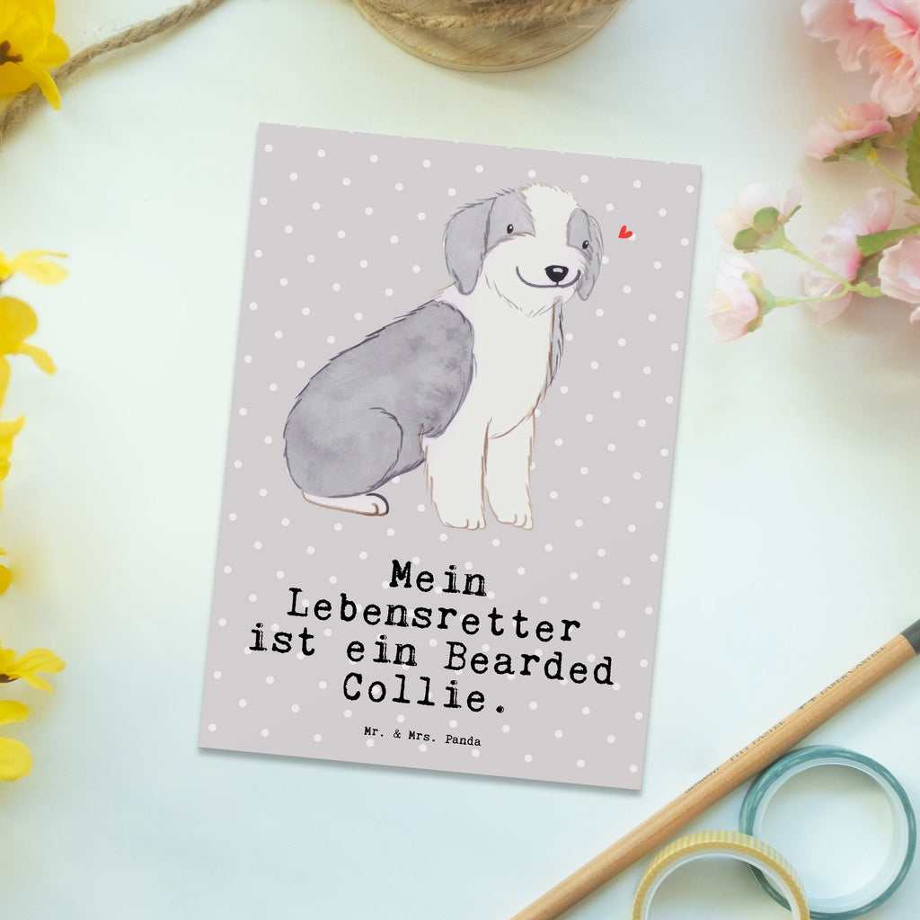 Postkarte Bearded Collie Lebensretter Postkarte, Karte, Geschenkkarte, Grußkarte, Einladung, Ansichtskarte, Geburtstagskarte, Einladungskarte, Dankeskarte, Ansichtskarten, Einladung Geburtstag, Einladungskarten Geburtstag, Hund, Hunderasse, Rassehund, Hundebesitzer, Geschenk, Tierfreund, Schenken, Welpe, Bearded Collie, britischer Hütehund