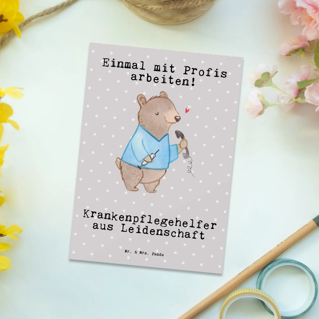 Postkarte Krankenpflegehelfer aus Leidenschaft Postkarte, Karte, Geschenkkarte, Grußkarte, Einladung, Ansichtskarte, Geburtstagskarte, Einladungskarte, Dankeskarte, Ansichtskarten, Einladung Geburtstag, Einladungskarten Geburtstag, Beruf, Ausbildung, Jubiläum, Abschied, Rente, Kollege, Kollegin, Geschenk, Schenken, Arbeitskollege, Mitarbeiter, Firma, Danke, Dankeschön, Krankenpflegehelfer, Pflegehelfer, Pflegekraft