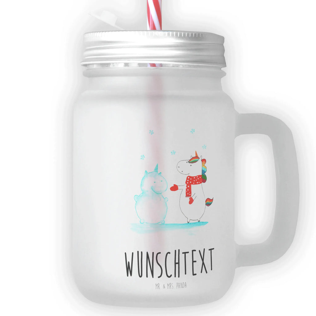 Personalisiertes Trinkglas Mason Jar Einhorn Schneemann Personalisiertes Mason Jar, Personalisiertes Glas, Personalisiertes Trinkglas, Personalisiertes Henkelglas, Personalisiertes Sommerglas, Personalisiertes Einmachglas, Personalisiertes Cocktailglas, Personalisiertes Cocktail-Glas, mit Namen, Wunschtext, Wunschnamen, Mason Jar selbst bedrucken, Wunschglas mit Namen, Bedrucktes Trinkglas, Geschenk mit Namen, Einhorn, Einhörner, Einhorn Deko, Unicorn, Schneemann, Winter, Schnee, Kuchen, Weihnachten, kalt, Mütze, Handschuhe, X-Mas