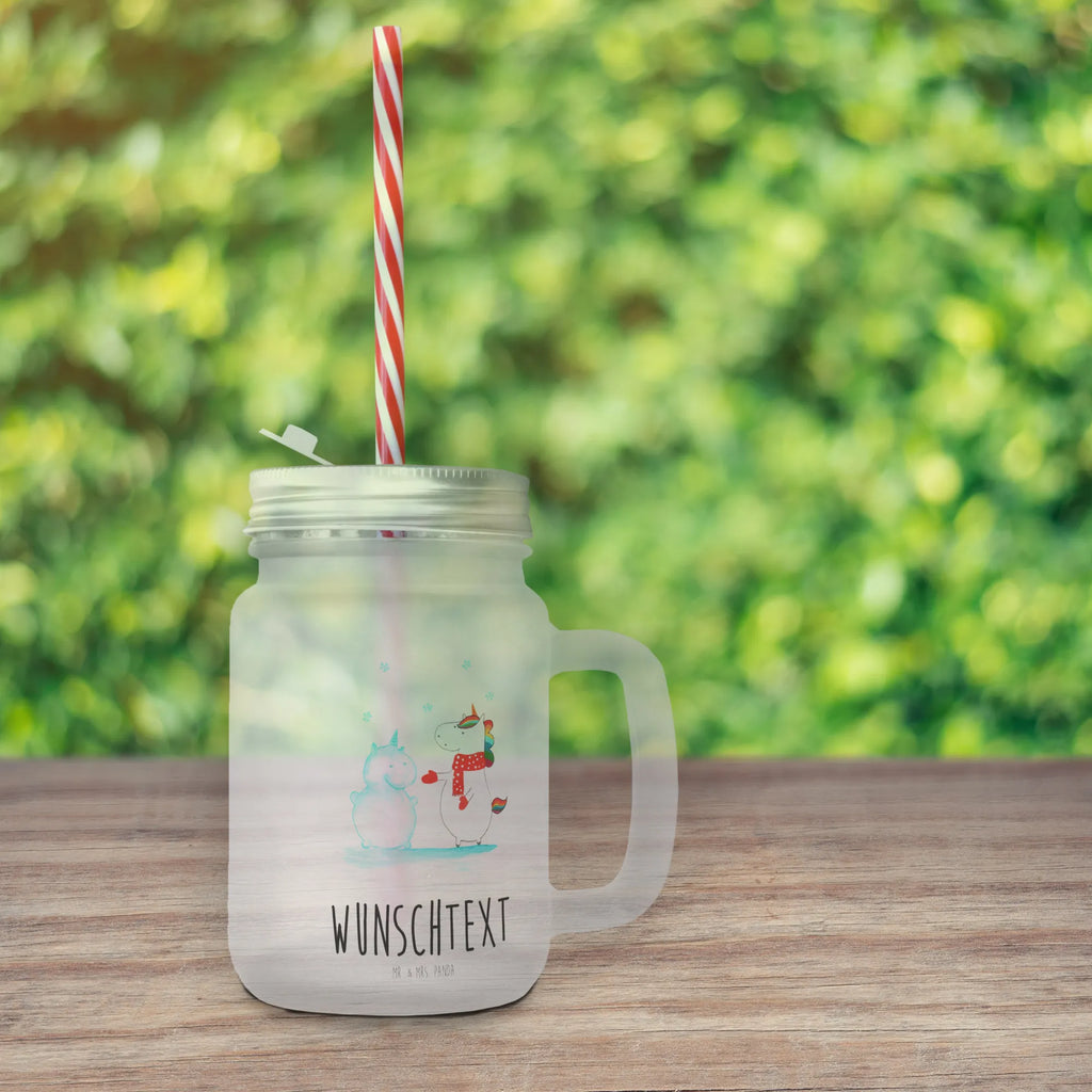 Personalisiertes Trinkglas Mason Jar Einhorn Schneemann Personalisiertes Mason Jar, Personalisiertes Glas, Personalisiertes Trinkglas, Personalisiertes Henkelglas, Personalisiertes Sommerglas, Personalisiertes Einmachglas, Personalisiertes Cocktailglas, Personalisiertes Cocktail-Glas, mit Namen, Wunschtext, Wunschnamen, Mason Jar selbst bedrucken, Wunschglas mit Namen, Bedrucktes Trinkglas, Geschenk mit Namen, Einhorn, Einhörner, Einhorn Deko, Unicorn, Schneemann, Winter, Schnee, Kuchen, Weihnachten, kalt, Mütze, Handschuhe, X-Mas