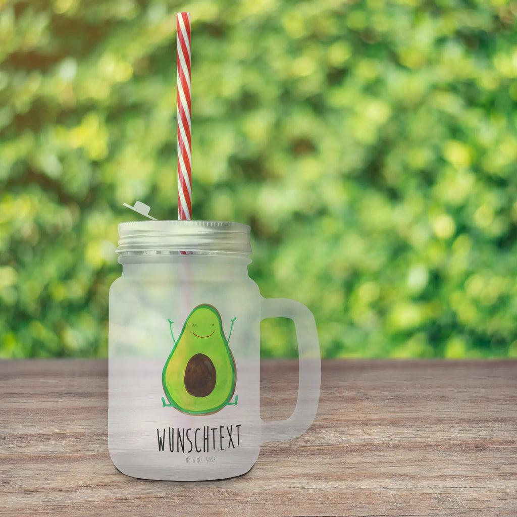 Personalisiertes Trinkglas Mason Jar Avocado Happy Personalisiertes Mason Jar, Personalisiertes Glas, Personalisiertes Trinkglas, Personalisiertes Henkelglas, Personalisiertes Sommerglas, Personalisiertes Einmachglas, Personalisiertes Cocktailglas, Personalisiertes Cocktail-Glas, mit Namen, Wunschtext, Wunschnamen, Mason Jar selbst bedrucken, Wunschglas mit Namen, Bedrucktes Trinkglas, Geschenk mit Namen, Avocado, Veggie, Vegan, Gesund, Chaos