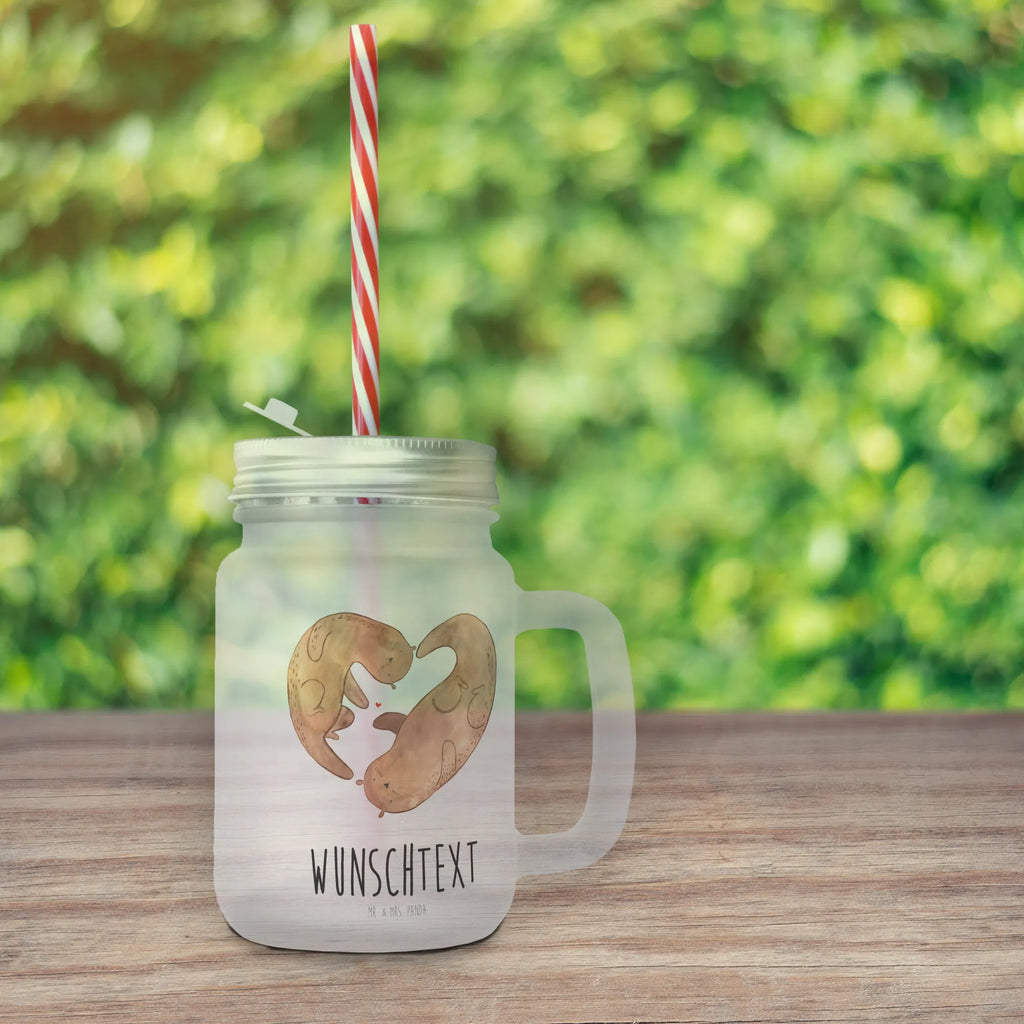 Personalisiertes Trinkglas Mason Jar Otter Herz Personalisiertes Mason Jar, Personalisiertes Glas, Personalisiertes Trinkglas, Personalisiertes Henkelglas, Personalisiertes Sommerglas, Personalisiertes Einmachglas, Personalisiertes Cocktailglas, Personalisiertes Cocktail-Glas, mit Namen, Wunschtext, Wunschnamen, Mason Jar selbst bedrucken, Wunschglas mit Namen, Bedrucktes Trinkglas, Geschenk mit Namen, Otter, Fischotter, Seeotter, Liebe, Herz, Liebesbeweis, Liebesgeschenk, Bessere Hälfte, Love you, Jahrestag, Hochzeitstag, Verlobung, gemeinsames Leben