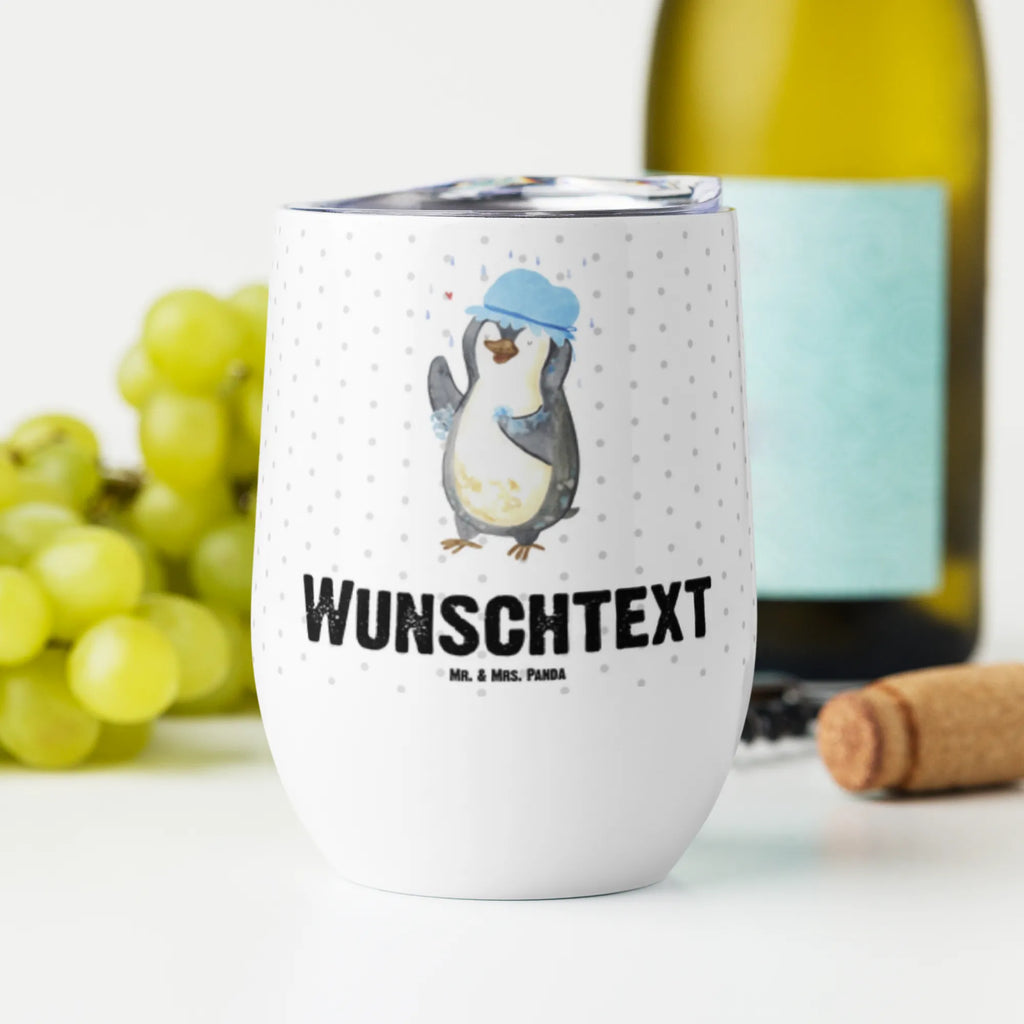 Personalisierter Weinbecher Pinguin duscht Personalisierter Weinbecher, Personalisierter Glühwein Becher, Heißgetränke, Personalisierter Trinkbecher, Personalisierter Weinkelch, Personalisiertes Weingläser, hochwertiger Weinbecher, Weinbecher Reisen, Weinbecher unterwegs, Personalisertes Sommerglas, mit Namen, Wunschtext, Personalisierung, selbst bedrucken, Personalisiertes Weinglas, Pinguin, Pinguine, Dusche, duschen, Lebensmotto, Motivation, Neustart, Neuanfang, glücklich sein