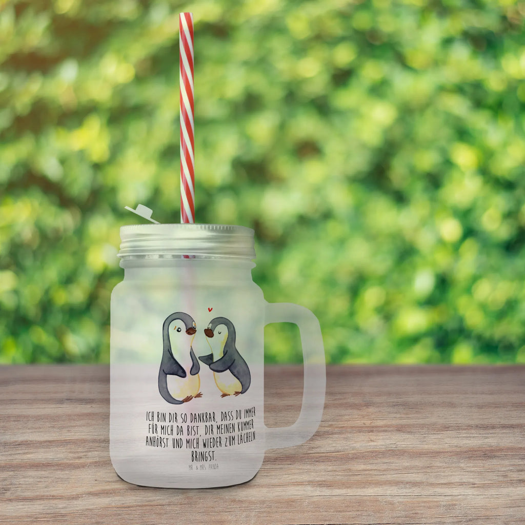 Trinkglas Mason Jar Pinguine trösten Mason Jar, Glas, Trinkglas, Henkelglas, Sommerglas, Einmachglas, Cocktailglas, Cocktail-Glas, Mason Jar Trinkglas, Satiniertes Glas, Retro-Glas, Strohhalm Glas, Schraubdeckel Glas, Sommerparty Einrichtung, Liebe, Partner, Freund, Freundin, Ehemann, Ehefrau, Heiraten, Verlobung, Heiratsantrag, Liebesgeschenk, Jahrestag, Hocheitstag, Valentinstag, Geschenk für Frauen, Hochzeitstag, Mitbringsel, Geschenk für Freundin, Geschenk für Partner, Liebesbeweis, für Männer, für Ehemann