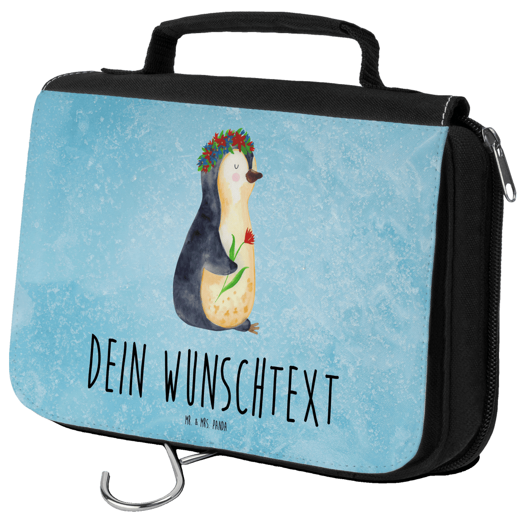 Personalisierter Kulturbeutel Pinguin Blumen Personalisierter Kulturbeutel, Personalisierte Waschtasche, Personalisierte Kosmetiktasche, Damen, Herren, Personalisierte Aufbewahrungstasche, Personalisierte Schminktasche, Personalisierter Kosmetikbeutel, Personalisierter Organizer, Personalisierte Kulturtasche, Personalisierte Schminkutensil, Personalisierung, Wunschtext, Wunschname, Selbst bedrucken, Kulturbeutel mit Namen, Pinguin, Pinguine, Blumenkranz, Universum, Leben, Wünsche, Ziele, Lebensziele, Motivation, Lebenslust, Liebeskummer, Geschenkidee