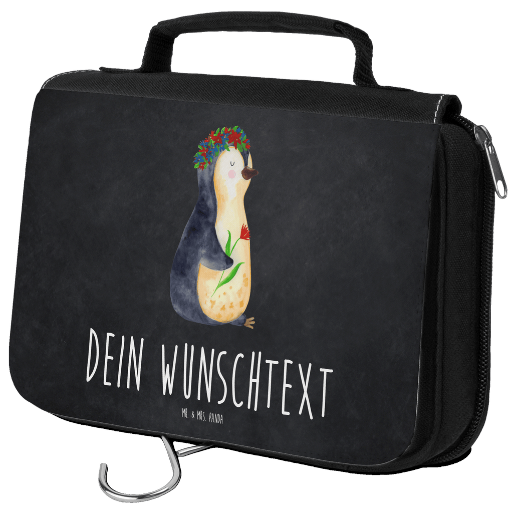 Personalisierter Kulturbeutel Pinguin Blumen Personalisierter Kulturbeutel, Personalisierte Waschtasche, Personalisierte Kosmetiktasche, Damen, Herren, Personalisierte Aufbewahrungstasche, Personalisierte Schminktasche, Personalisierter Kosmetikbeutel, Personalisierter Organizer, Personalisierte Kulturtasche, Personalisierte Schminkutensil, Personalisierung, Wunschtext, Wunschname, Selbst bedrucken, Kulturbeutel mit Namen, Pinguin, Pinguine, Blumenkranz, Universum, Leben, Wünsche, Ziele, Lebensziele, Motivation, Lebenslust, Liebeskummer, Geschenkidee