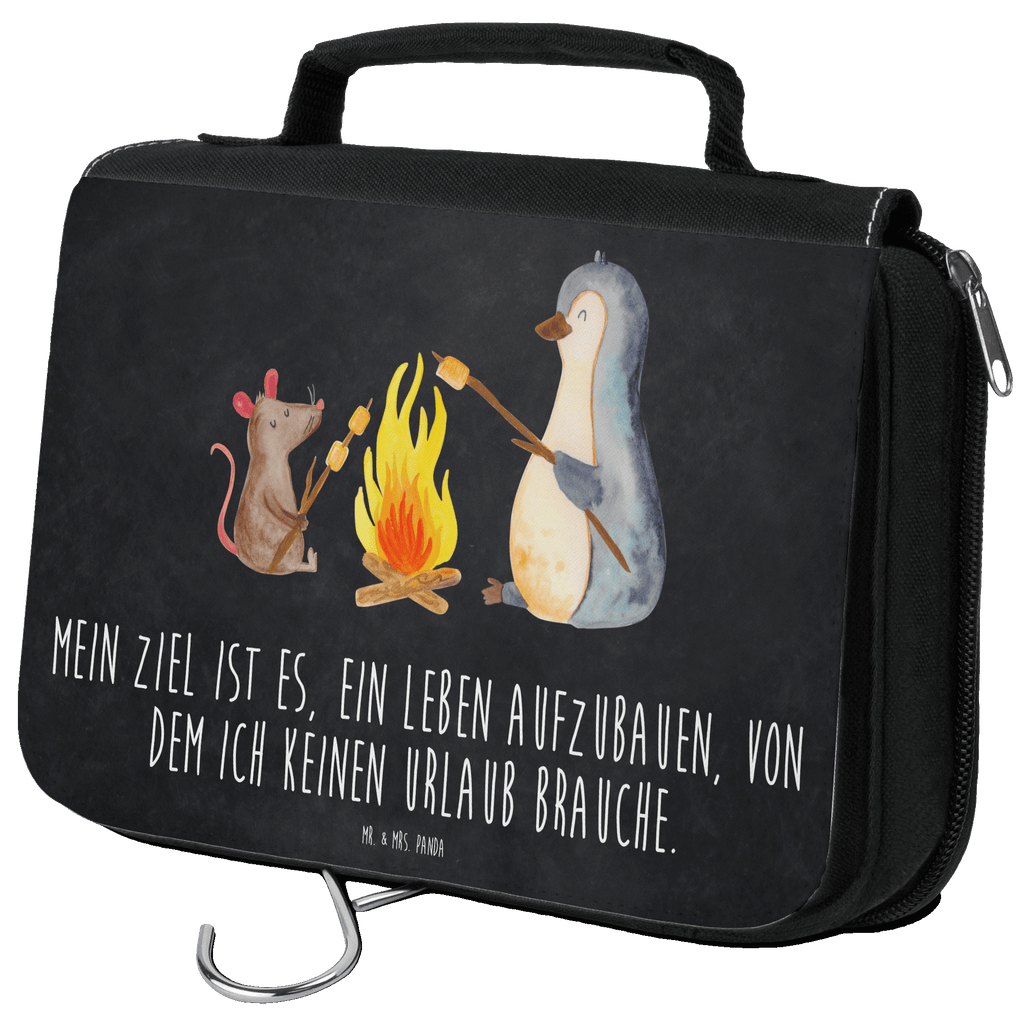 Kulturbeutel Pinguin Lagerfeuer Kulturbeutel, Zum Aufhängen, Waschtasche, Kosmetiktasche, Damen, Herren, Aufbewahrungstasche, Schminktasche, Kosmetikbeutel, Organizer, Kulturtasche, Schminkutensil, Pinguin, Maus, Pinguine, Lagerfeuer, Leben, Arbeit, Job, Motivation, Büro, Büroalltag, Lebensspruch, Lebensmotivation, Neustart, Liebe, grillen, Feuer, Marshmallows