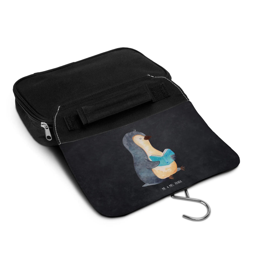 Kulturbeutel Pinguin Buch Kulturbeutel, Zum Aufhängen, Waschtasche, Kosmetiktasche, Damen, Herren, Aufbewahrungstasche, Schminktasche, Kosmetikbeutel, Organizer, Kulturtasche, Schminkutensil, Pinguin, Pinguine, Buch, Lesen, Bücherwurm, Nichtstun, Faulenzen, Ferien, Urlaub, Freizeit