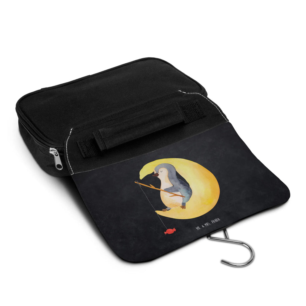 Kulturbeutel Pinguin Mond Kulturbeutel, Zum Aufhängen, Waschtasche, Kosmetiktasche, Damen, Herren, Aufbewahrungstasche, Schminktasche, Kosmetikbeutel, Organizer, Kulturtasche, Schminkutensil, Pinguin, Pinguine, Spruch, schlafen, Nachtruhe, Einschlafen, Schlafzimmer, Schlafstörungen, Gästezimmer