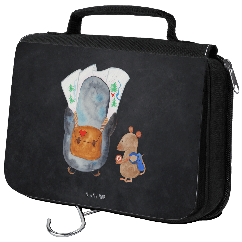 Kulturbeutel Pinguin & Maus Wanderer Kulturbeutel, Zum Aufhängen, Waschtasche, Kosmetiktasche, Damen, Herren, Aufbewahrungstasche, Schminktasche, Kosmetikbeutel, Organizer, Kulturtasche, Schminkutensil, Pinguin, Pinguine, Abenteurer, Abenteuer, Roadtrip, Ausflug, Wanderlust, wandern