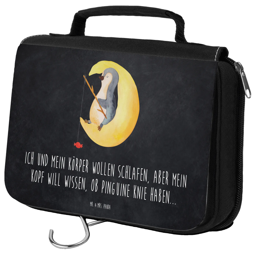 Kulturbeutel Pinguin Mond Kulturbeutel, Zum Aufhängen, Waschtasche, Kosmetiktasche, Damen, Herren, Aufbewahrungstasche, Schminktasche, Kosmetikbeutel, Organizer, Kulturtasche, Schminkutensil, Pinguin, Pinguine, Spruch, schlafen, Nachtruhe, Einschlafen, Schlafzimmer, Schlafstörungen, Gästezimmer